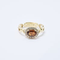 K18 Brownish Orange Sapphire Chain Link Ring