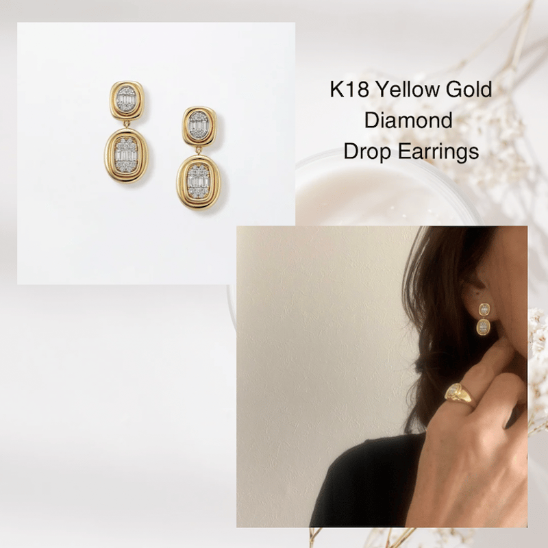 K18 Signet Diamond Earrings（ピアス） | HANA JEWELS