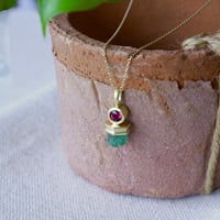 K18 Emerald Necklace with Pink Tourmaline