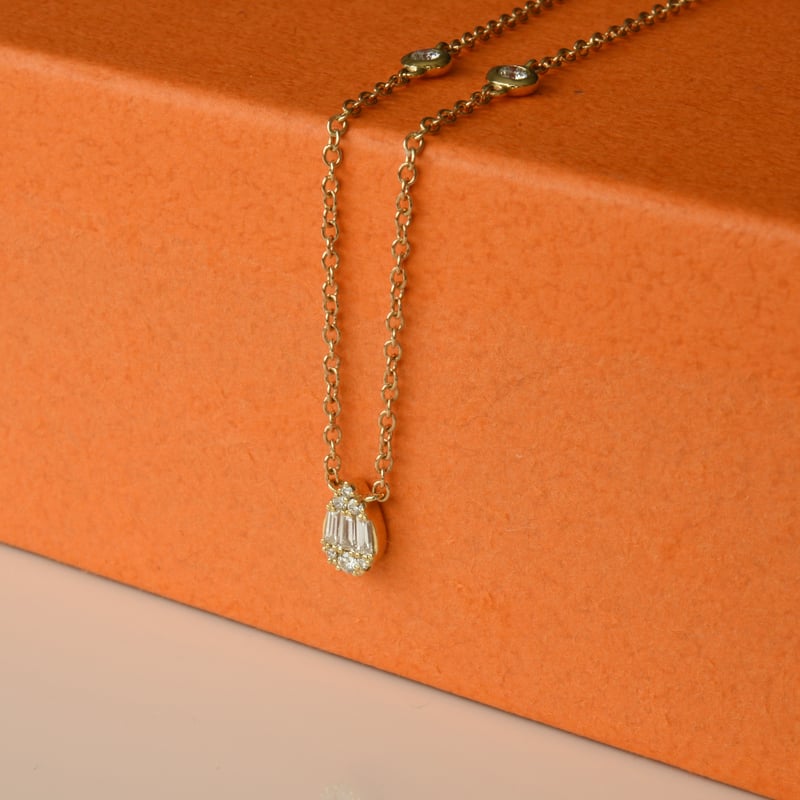 k18 一粒ダイヤネックレス⭐︎SHIZUKU necklace K18 Mosaic Shizuku Diamond Necklace | HANA JEWELS