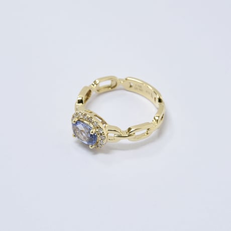 K18 Pale Blue Sapphire Chain Link Ring