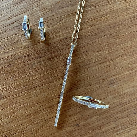K18 BG Diamond Long Bar Necklace