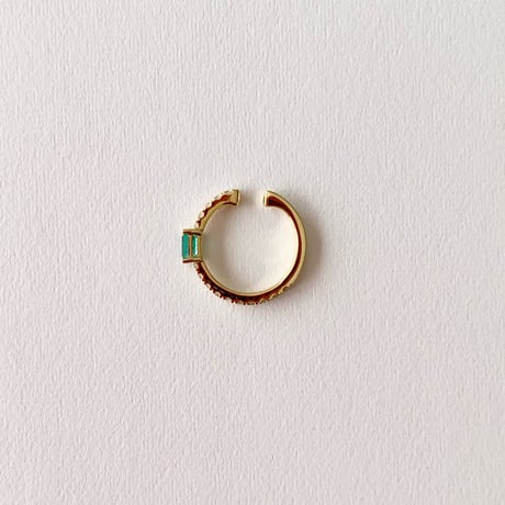 Diamond Ear Cuff with Emerald