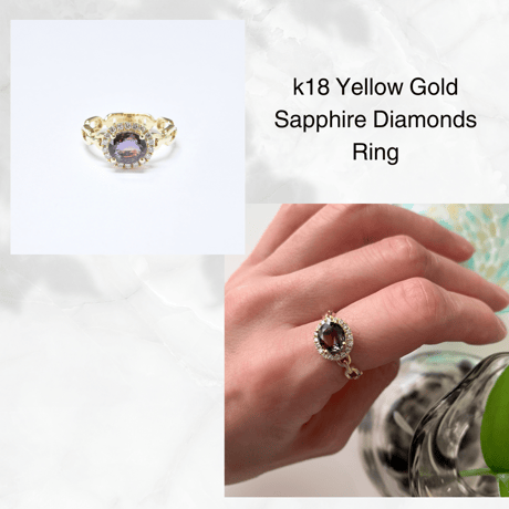 K18 Grape Sapphire Chain Link Ring