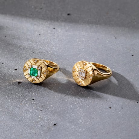 K18 Kara Motif Diamond Ring