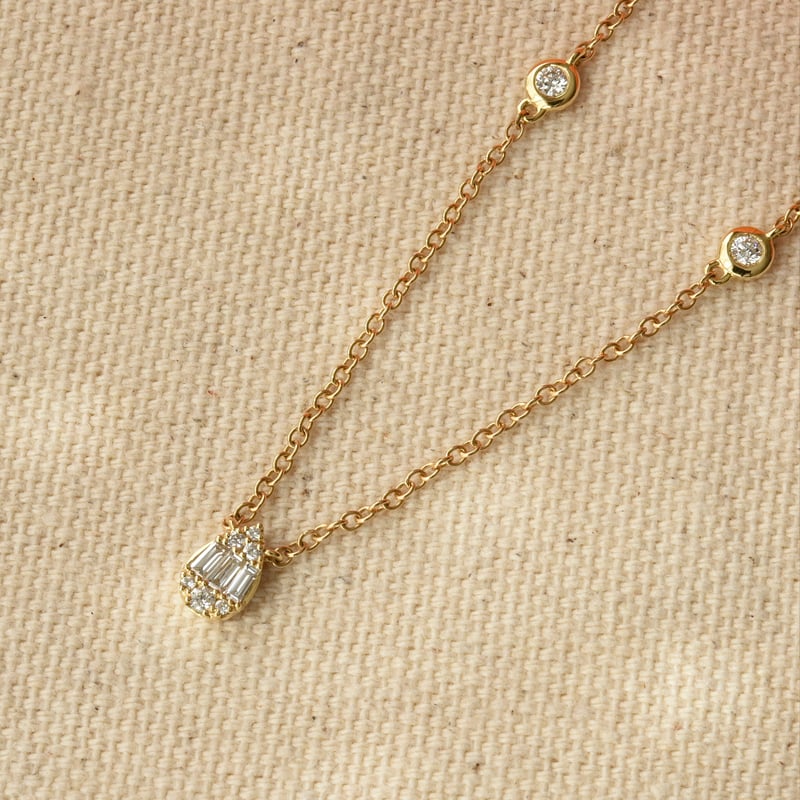 K18 Mosaic Shizuku Diamond Necklace | HANA JEWELS