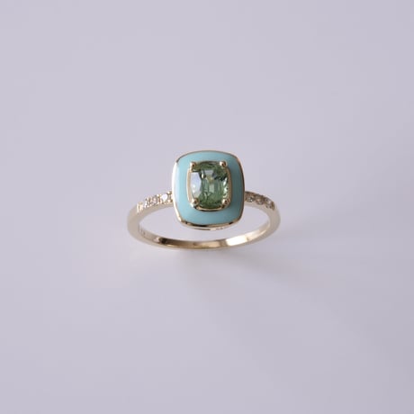 K14 Mint tourmaline Enamel Ring