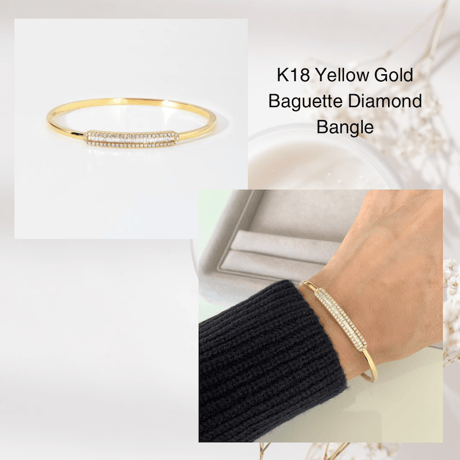 K18 Baguette Diamond Bangle