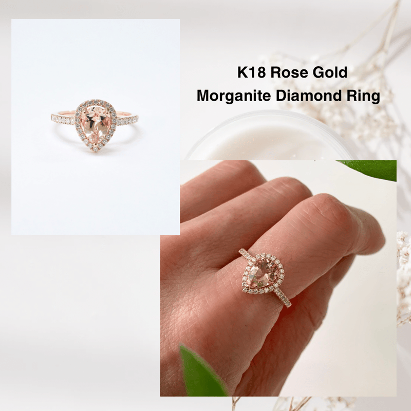 K18 Morganite Diamond Ring | HANA JEWELS K18 Morganite Diamond Ring | HANA JEWELS