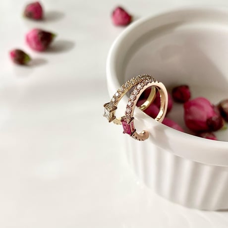 Diamond Ear Cuff with Ruby