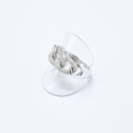 K18 Chain Link Diamond Ring