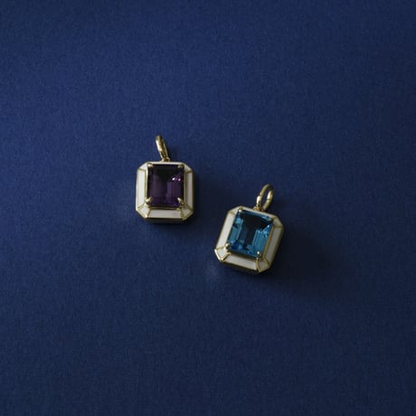 K18  Blue Topaz Enamel Pendant