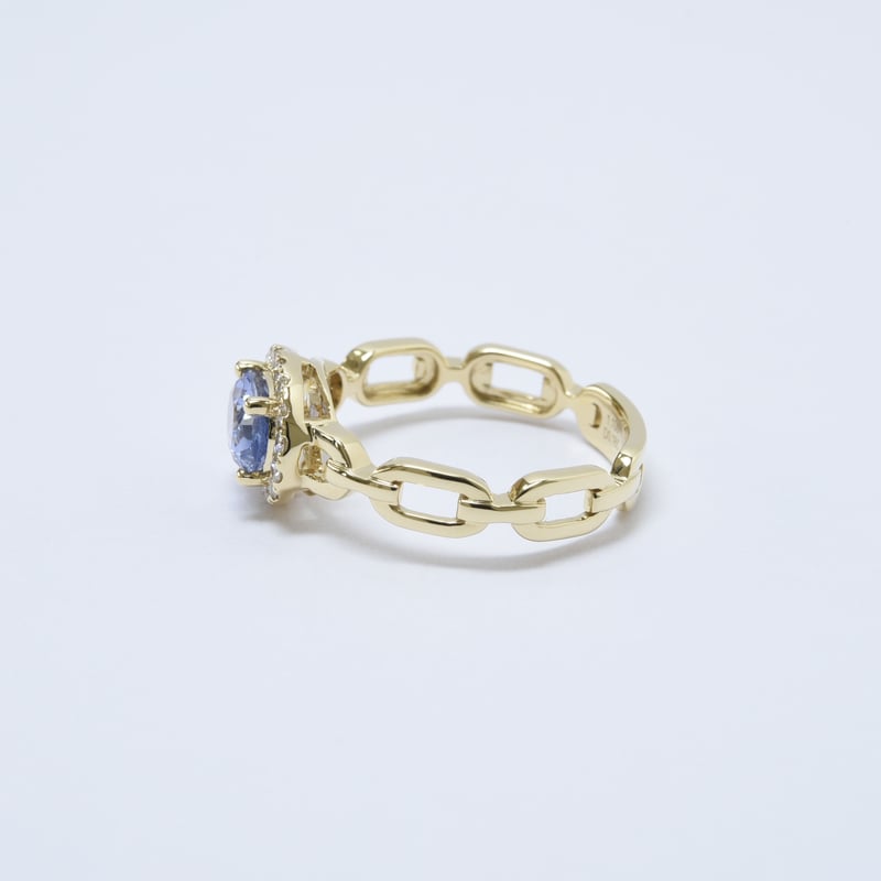 K18 Pale Blue Sapphire Chain Link Ring | HANA J