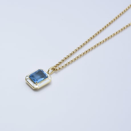 K18  Blue Topaz Enamel Pendant
