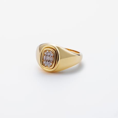 K18 Diamond Signet Ring