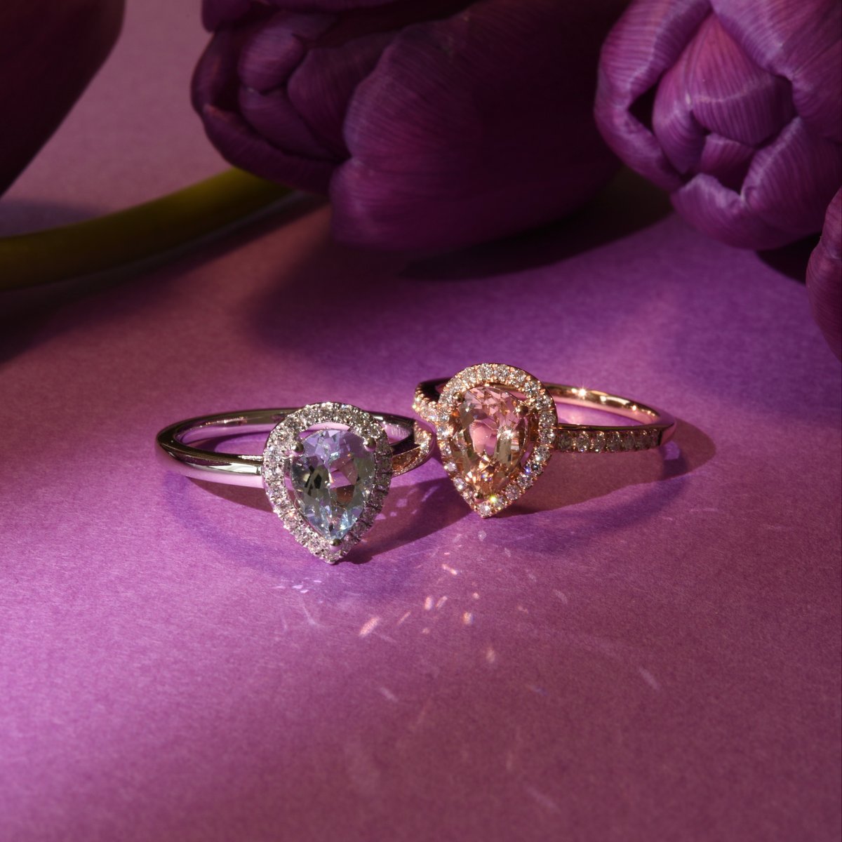 K18 Aquamarine diamond Ring | HANA JEWELS