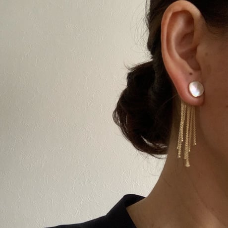 14K Natural White Shell Fringe Earrings（ピアス）