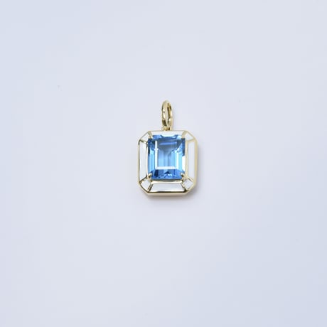 K18  Blue Topaz Enamel Pendant