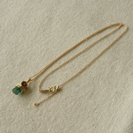 K18 Emerald Necklace with Pink Tourmaline
