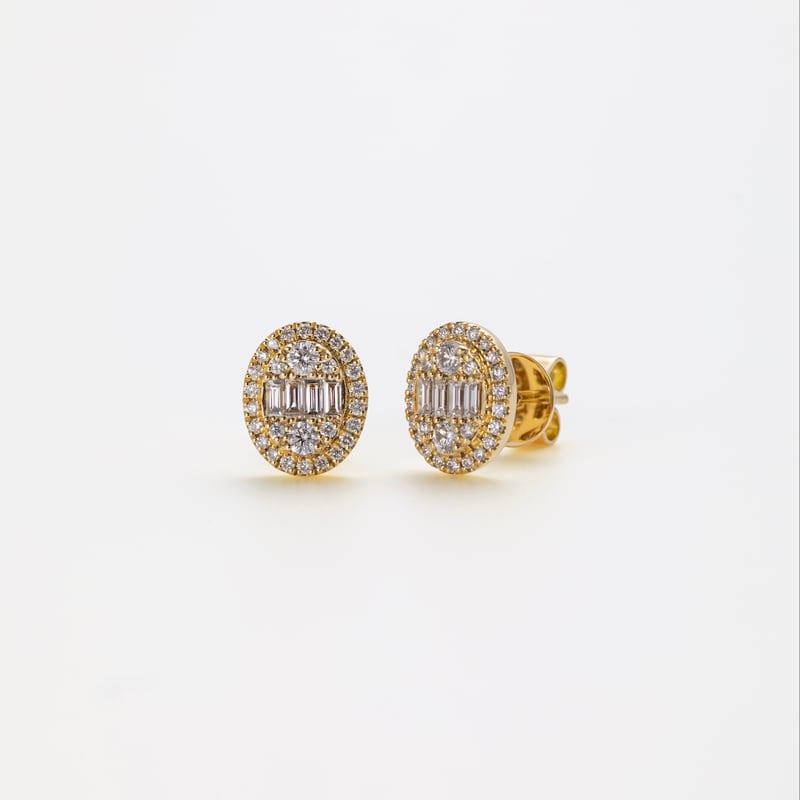K18 Oval Glow Diamond Earrings（ピアス） | HANA JEWELS