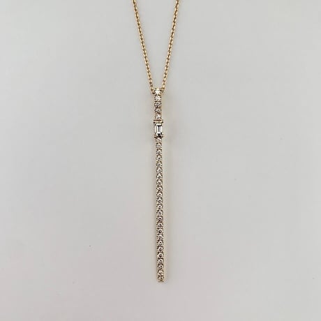 K18 BG Diamond Long Bar Necklace
