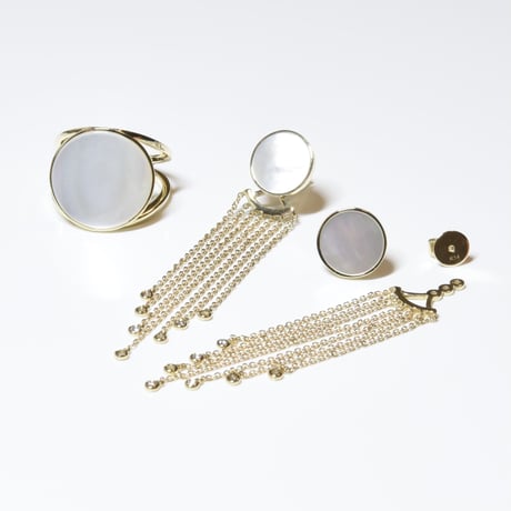 14K Natural White Shell Fringe Earrings（ピアス）