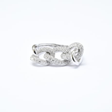K18 Chain Link Diamond Ring