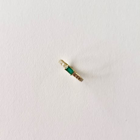 Diamond Ear Cuff with Emerald