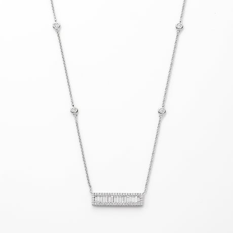 K18 Baguette Diamond Ice Bar Necklace