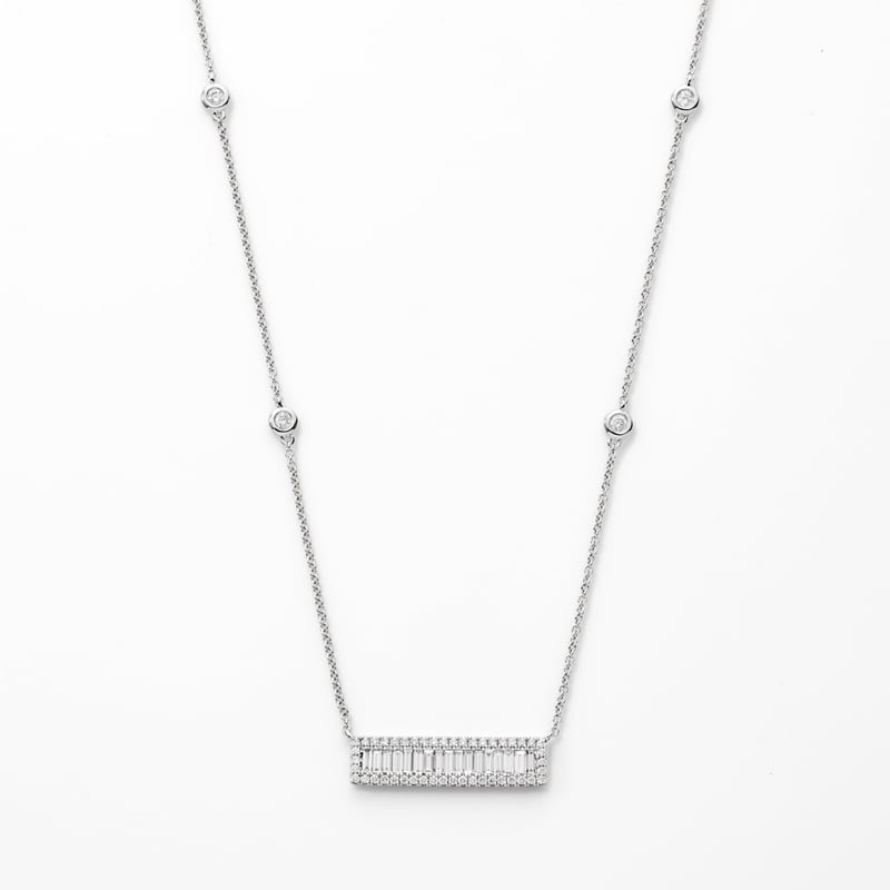 K18 Baguette Diamond Ice Bar Necklace | HANA JE