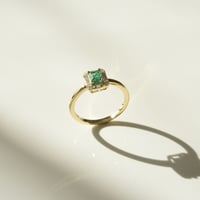 K18 Emerald Baguette Diamond Emerald Ring