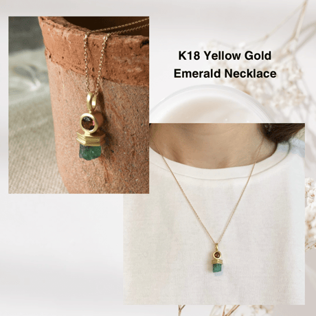 K18 Emerald Necklace with Pink Tourmaline