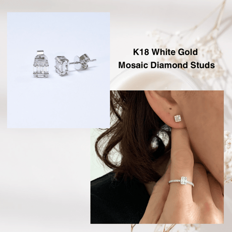 K18 Mosaic Diamond Studs (ピアス）