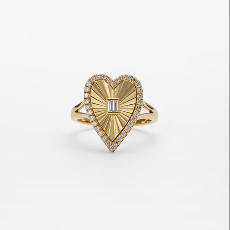ハート♡ ダイヤリング　18金ホワイトゴールド K18 Radiant Diamond Heart Ring | HANA JEWELS