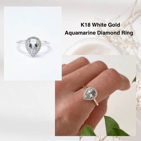 K18 Aquamarine diamond Ring