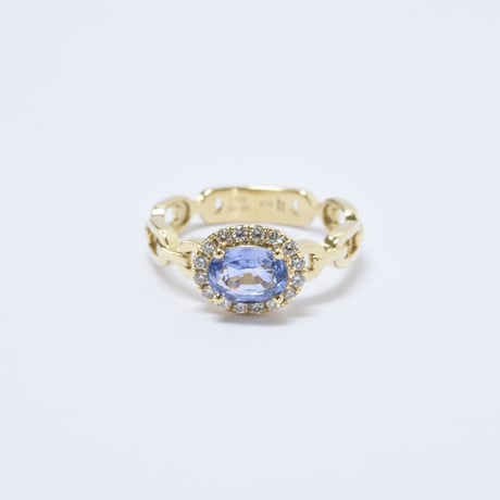 K18 Pale Blue Sapphire Chain Link Ring