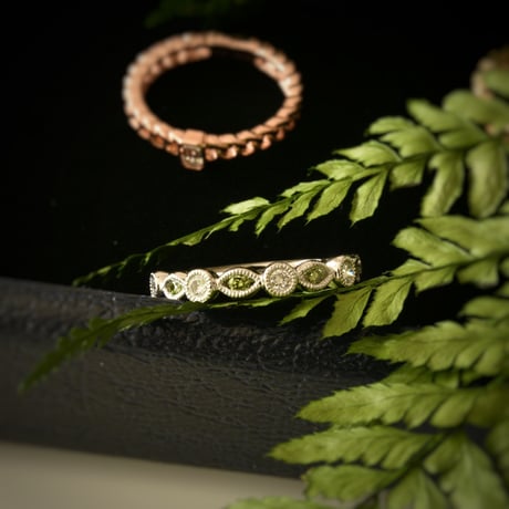 PT950 Green Diamond Ring