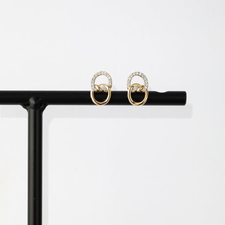 K18 Diamond Chain Motif Earrings