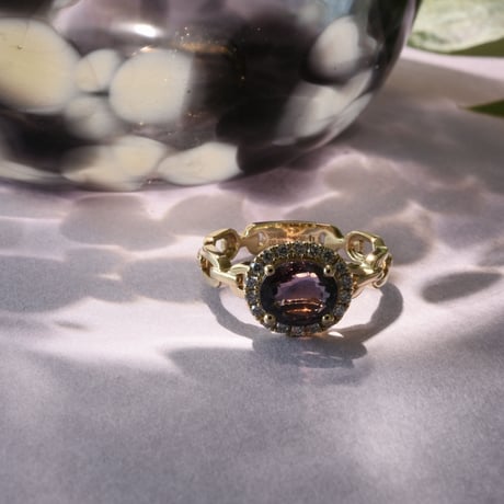 K18 Grape Sapphire Chain Link Ring