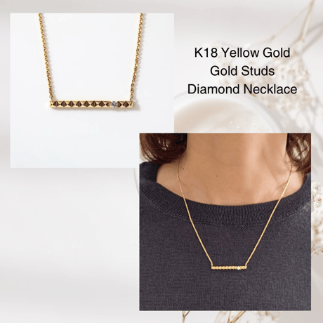 K18 Gold Studs Diamond Necklace