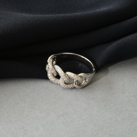 K18 Chain Link Diamond Ring