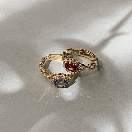K18 Brownish Orange Sapphire Chain Link Ring