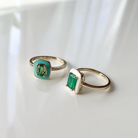 K14 Mint tourmaline Enamel Ring