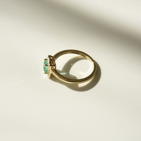 K18 Emerald Baguette Diamond Emerald Ring