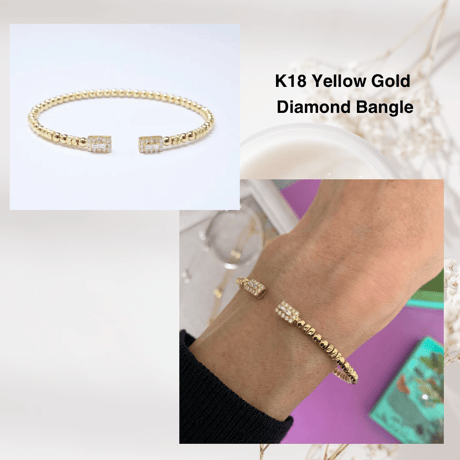 K18 Flexible Diamond Bangle - YG