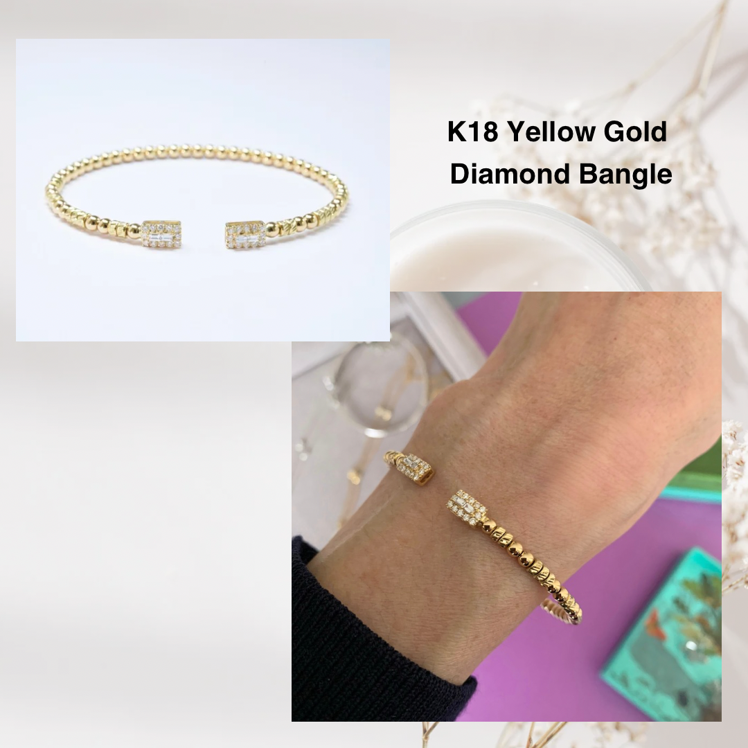 K18 Flexible Diamond Bangle - YG | HANA JEWELS