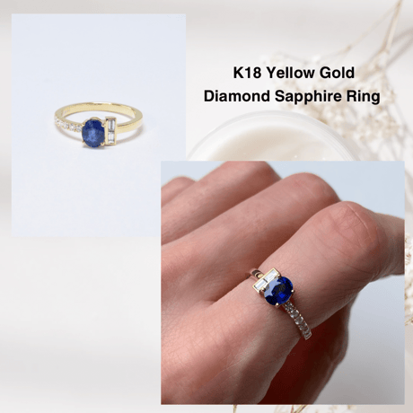 K18  Blue Sapphire Ring with diamonds