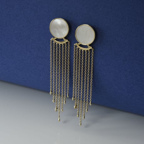 14K Natural White Shell Fringe Earrings（ピアス）