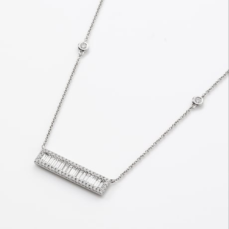 K18 Baguette Diamond Ice Bar Necklace