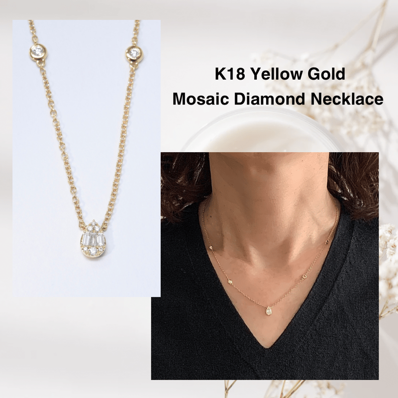 k18 一粒ダイヤネックレス⭐︎SHIZUKU necklace K18 Mosaic Shizuku Diamond Necklace | HANA JEWELS